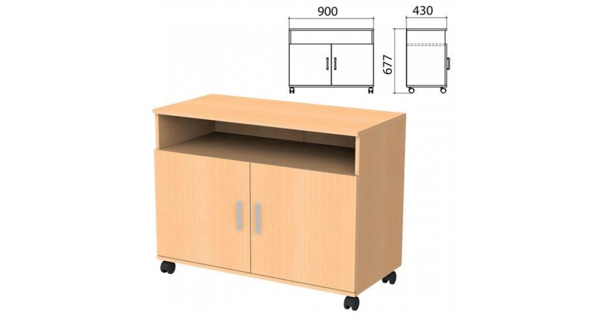 Канц Тумба для оргтехники Канц, 900х430х620 мм, 2 двери, цвет бук невский, ТК28.1