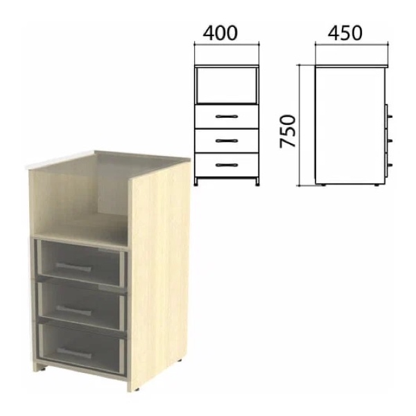 Каркас тумбы приставной Канц 400х450х750 мм, цвет дуб молочный