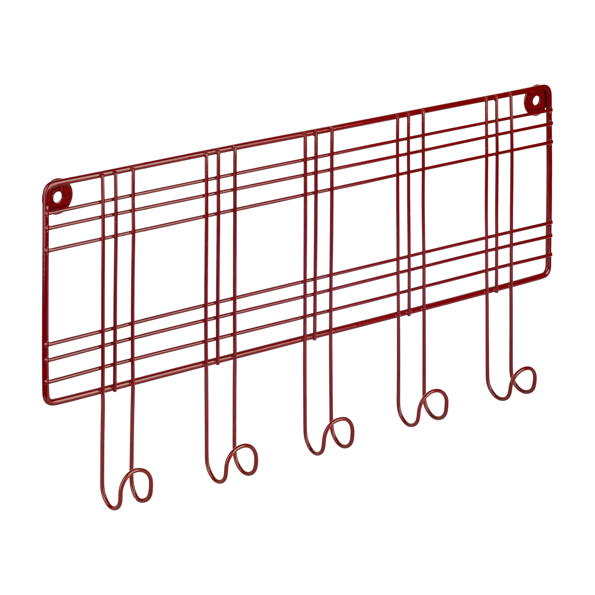 Планка с 5 крючками Tartan, 37х2,5х18 см., цвет красный