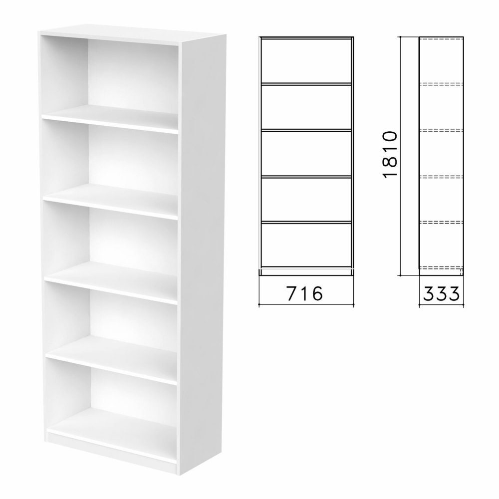 Шкаф (стеллаж) Бюджет, 716х333х1810 мм, 4 полки, белый