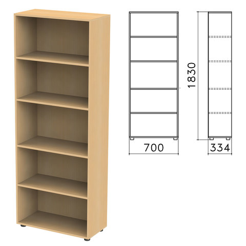Шкаф (стеллаж) Канц, 700х330х1830 мм, 4 полки, цвет бук невский, ШК31.1
