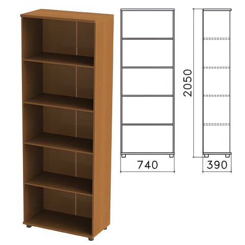 Шкаф (стеллаж) Монолит, 740х390х2050 мм, 4 полки, цвет орех гварнери