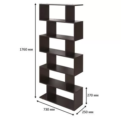 Стеллаж BRABIX Scandi SH-008, 730х250х1760 мм, 6 секций, ЛДСП, венге, 641899