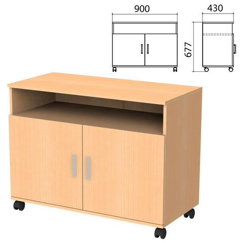 Тумба для оргтехники Канц, 900х430х677 мм, 2 двери, цвет бук невский