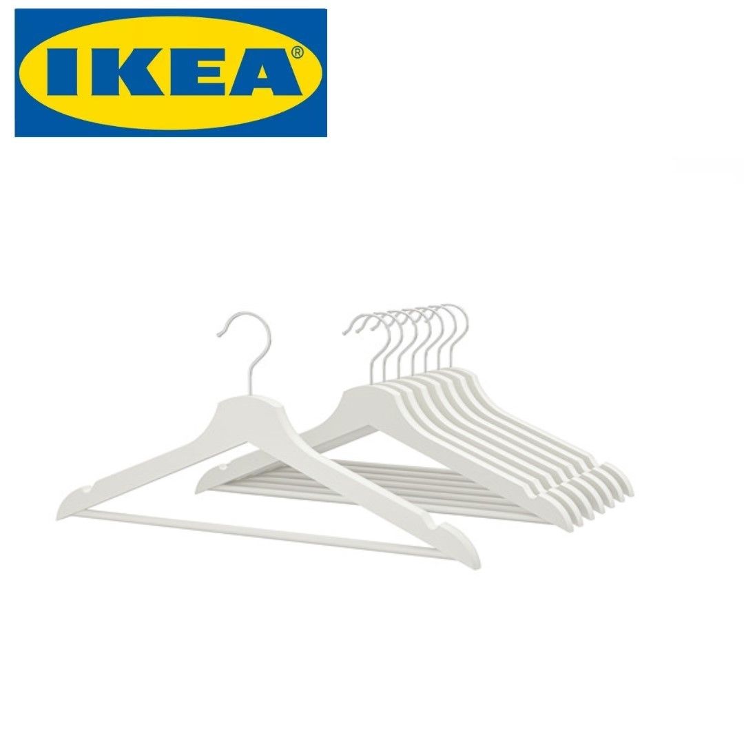 Вешалка для одежды IKEA 8 шт, белый. Деревянные плечики